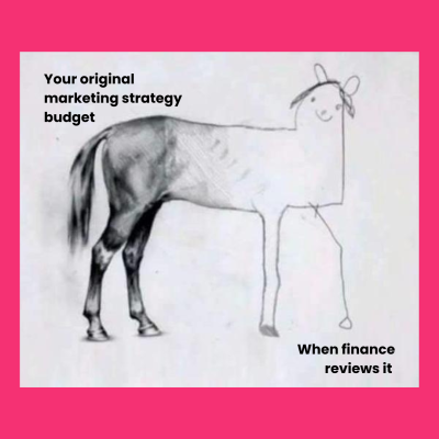 Horse meme about marketing strategy budgets