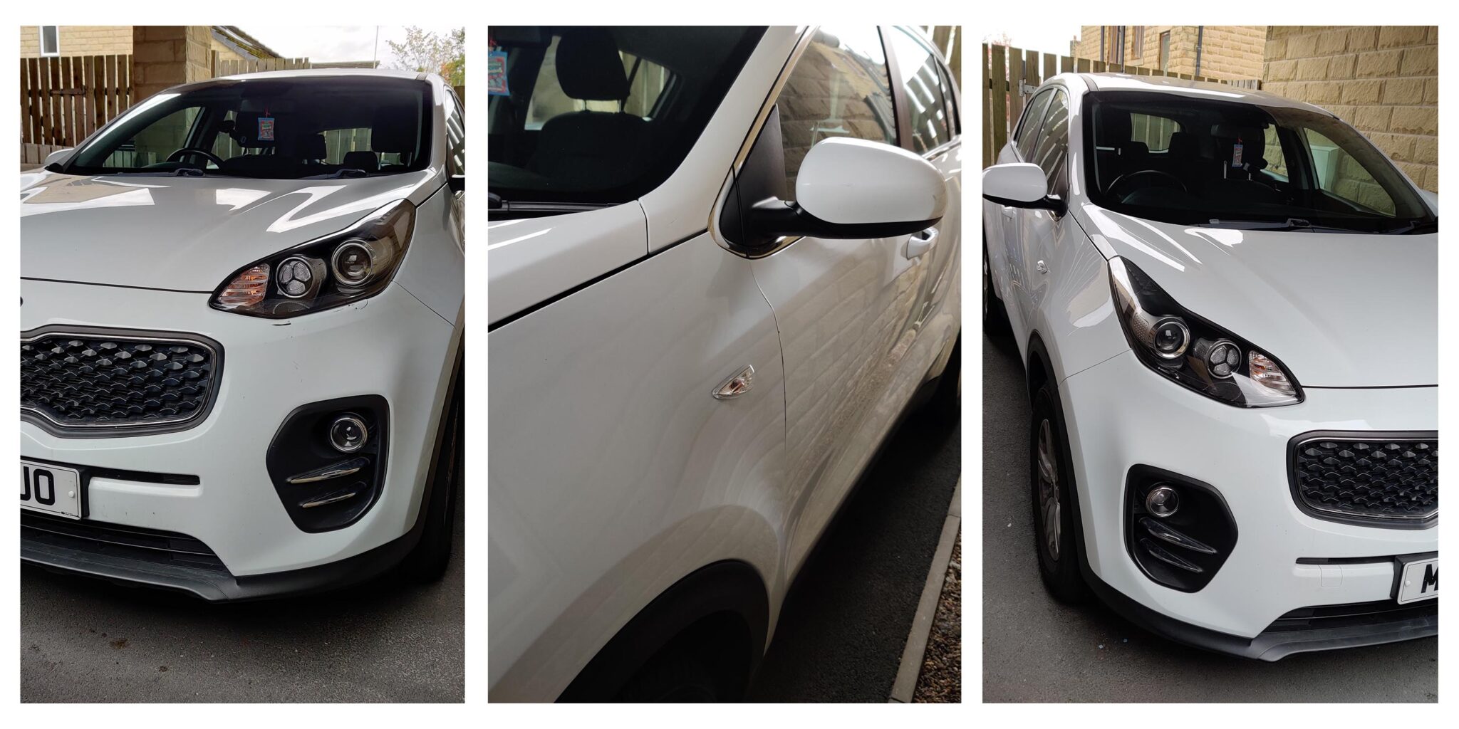 After photo of car with fixed headlight