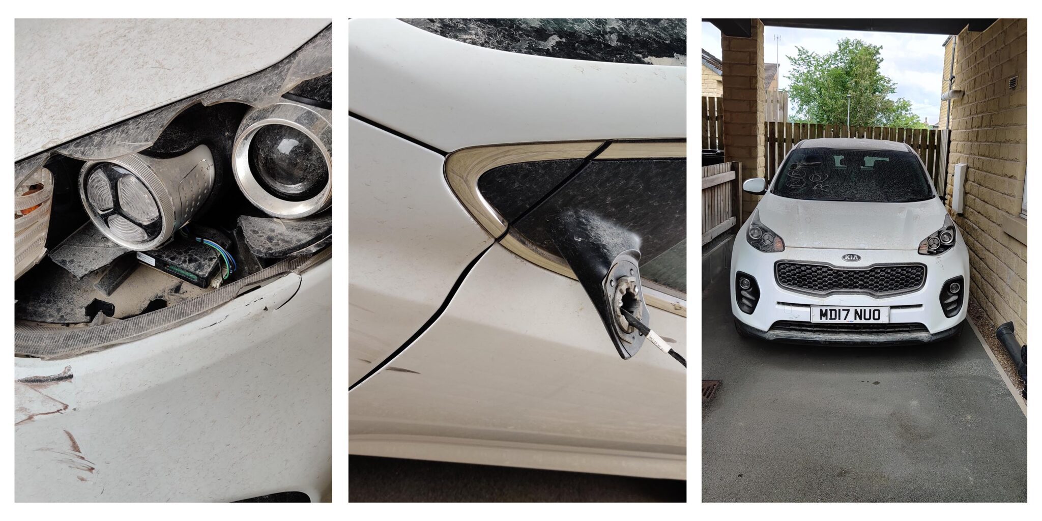 Car with smashed headlight - before photo