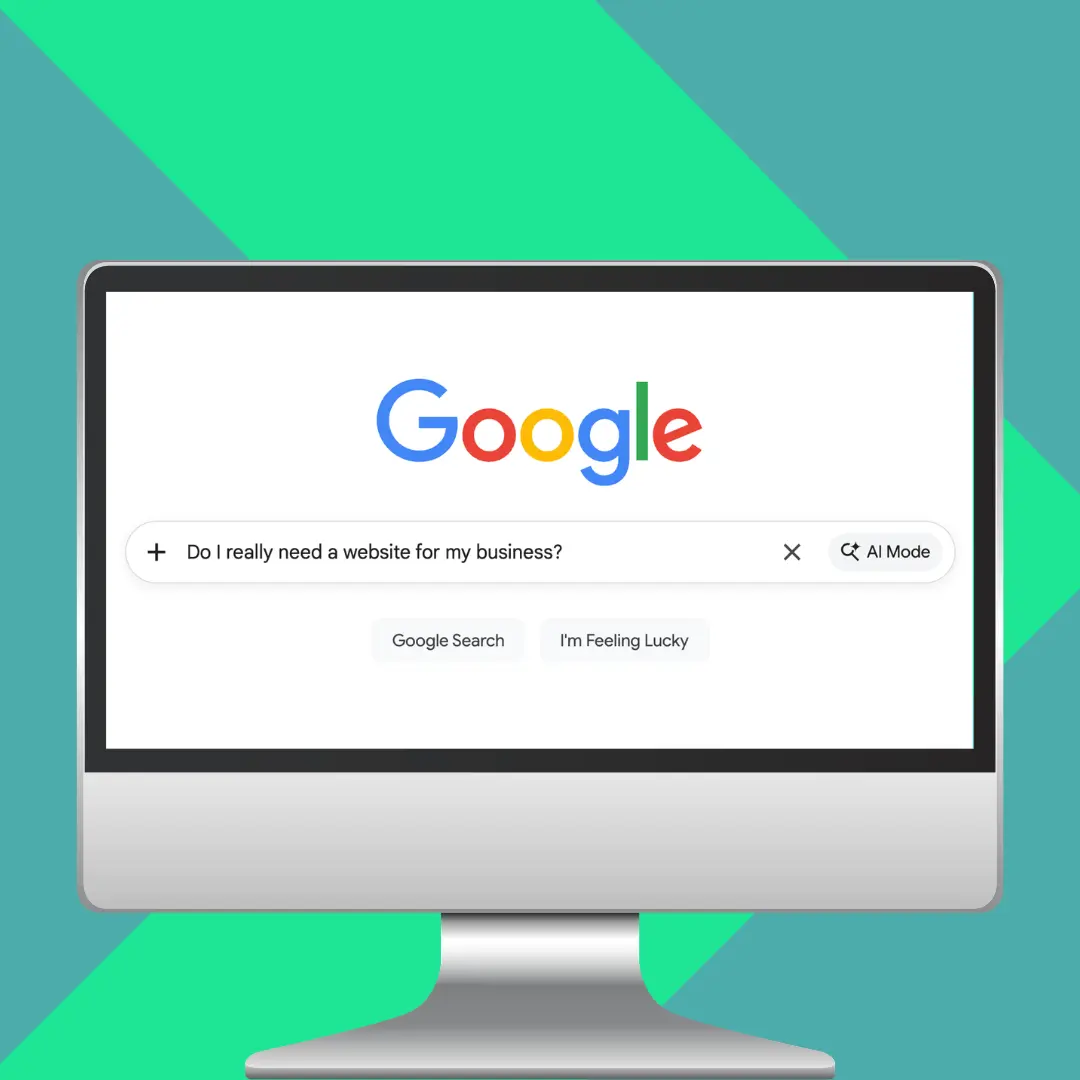 Computer monitor displaying Google search page with query Do I really need a website for my business?
