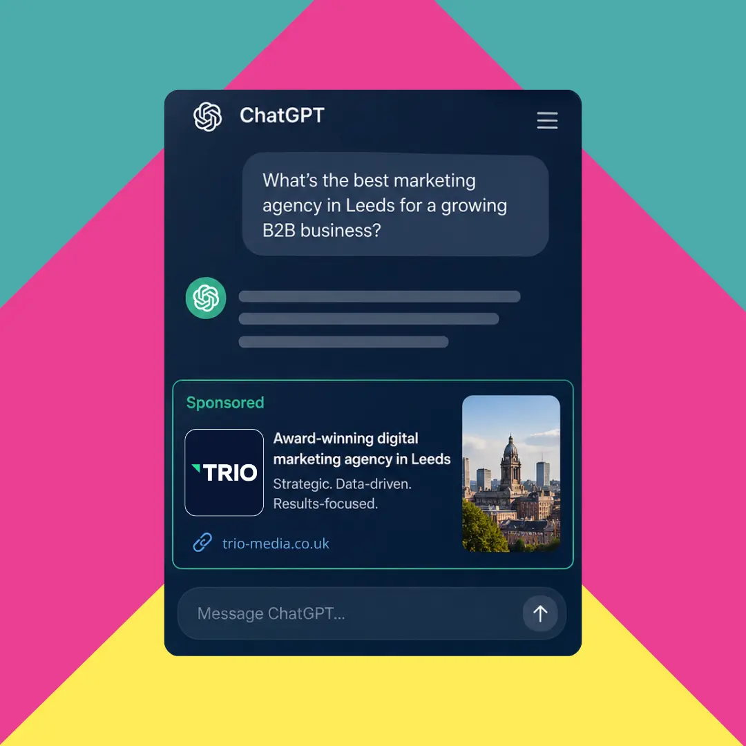 ChatGPT advert for Trio Media marketing agency