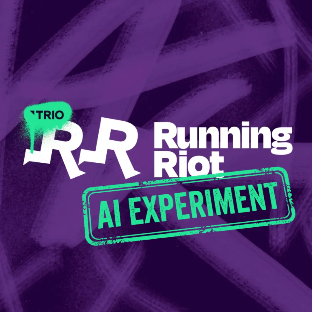 Running Riot AI experiment on purple background